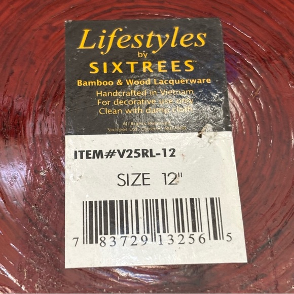 Lifestyles by Sixtrees Bamboo/wood Laquerware Vase Dark Red Asian Home Decor - Picture 5 of 8